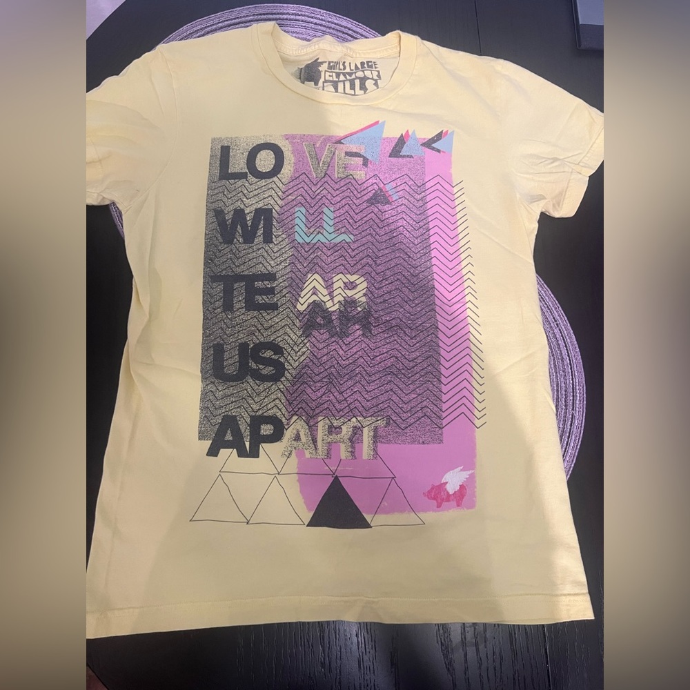 Glamour Kills Yellow and Pink Short Sleeve Tee with Graphic Design